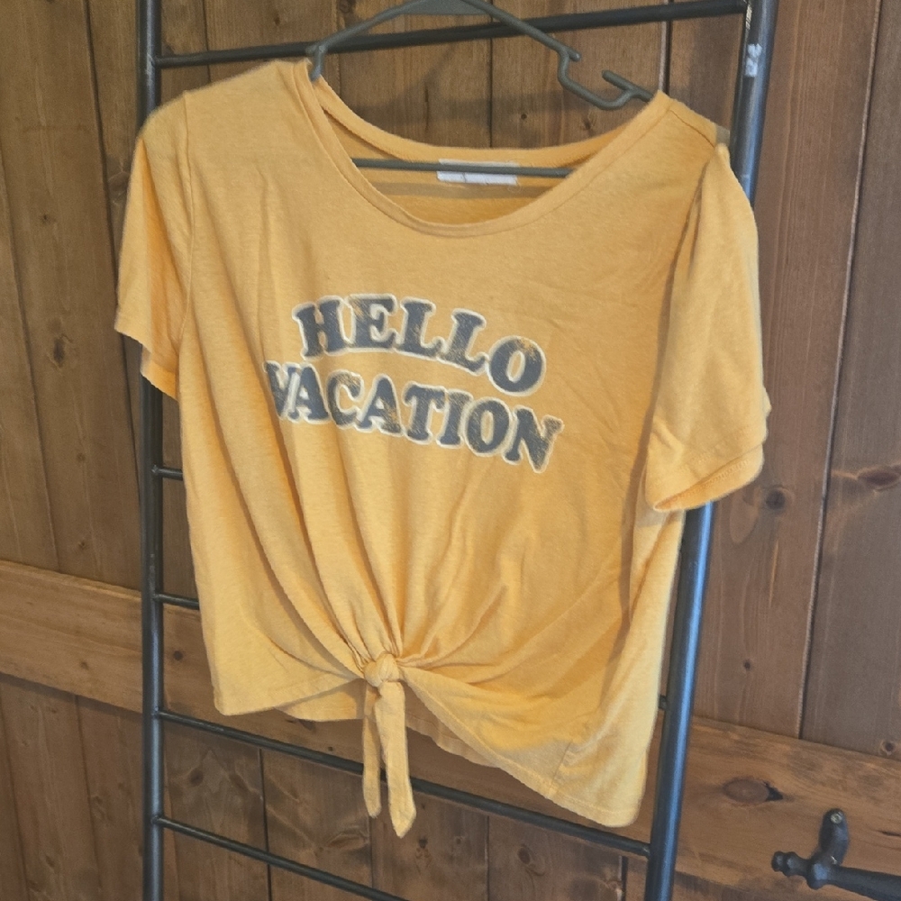 Living Doll Yellow 'Hello Vacation' Short Sleeve Tee